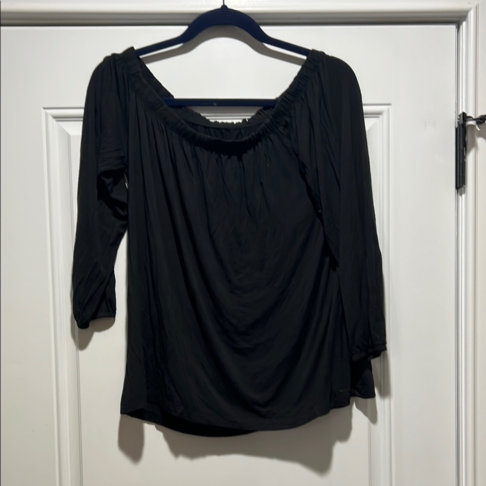Hollister Black 3/4 Sleeve Blouse Size L